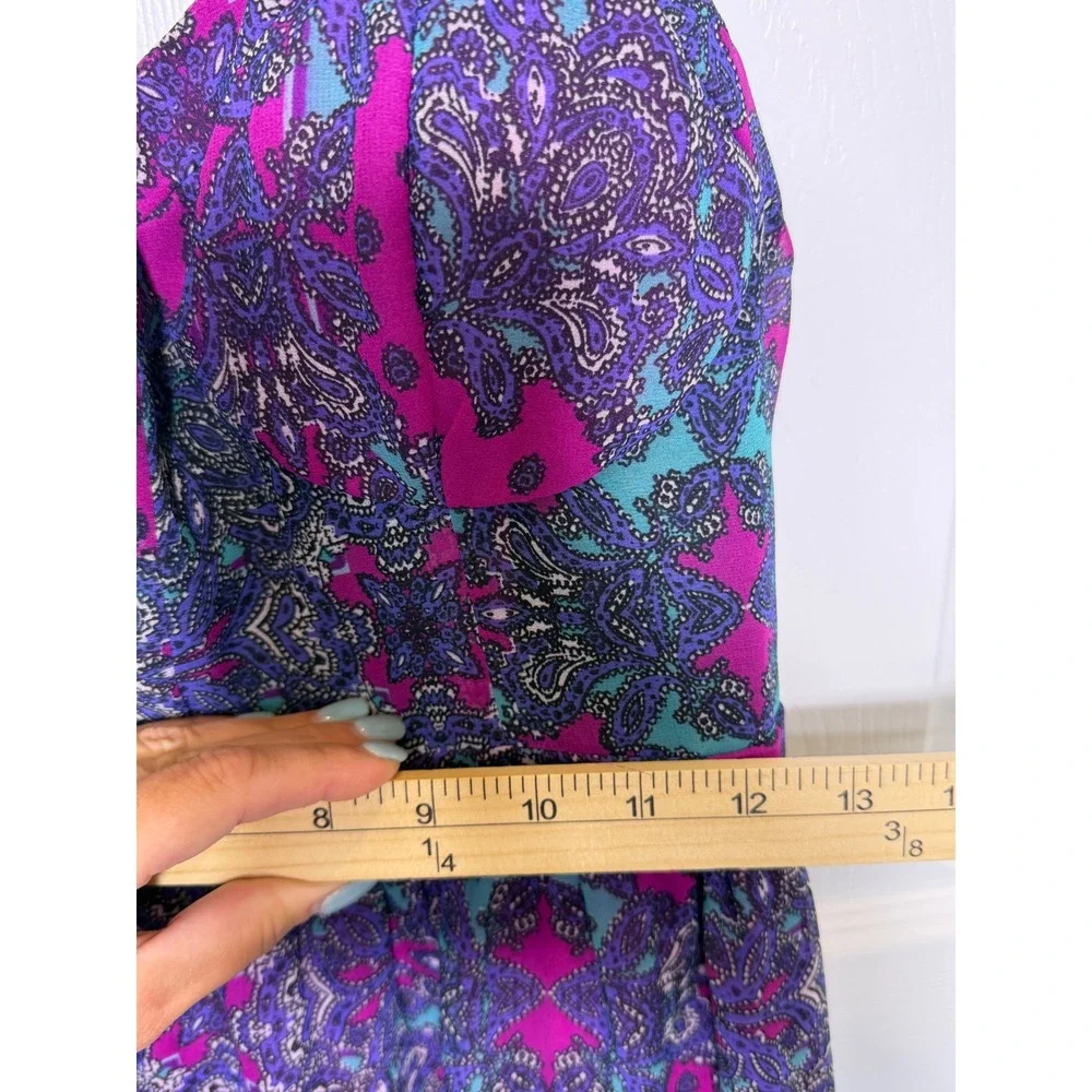 American Eagle Maxi Dress‎ Women Medium Purple Paisley Boho Smocked Back Chiffon